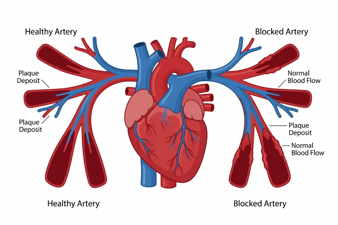 Illustration médicale du cœur et des artères pour la prévention cardiovasculaire