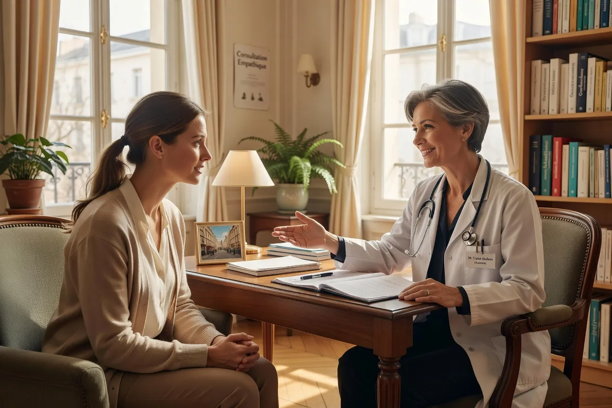 Jeune femme en consultation avec une gynécologue dans un cabinet médical