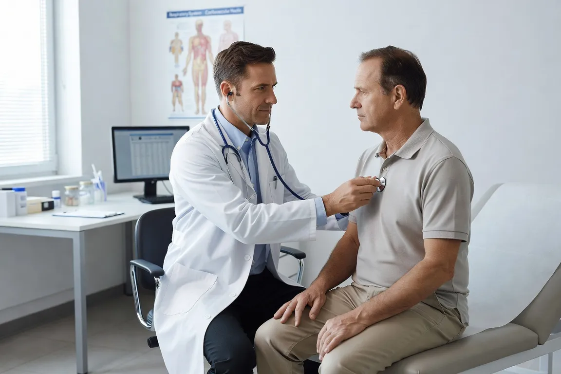 Médecin ausculte un patient en cabinet médical pour un suivi de tension artérielle
