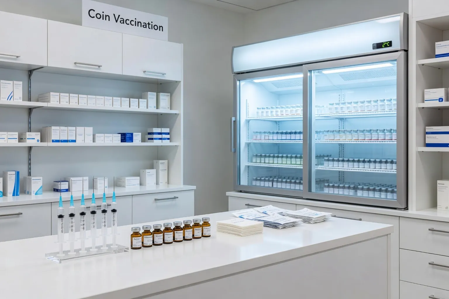 Pharmacie d'officine moderne avec espace de vaccination dedie